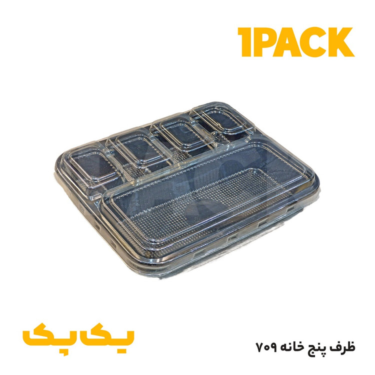 پک پذیرایی و دفاعیه دانشجویی یکبار مصرف پنج خانه مشکی با درب (50 عددی)