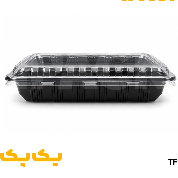 ظرف ماکروویوی مشکی یکبارمصرف ترموفرمینگ تک پرسی بادرب مدل 12 ( 302 )