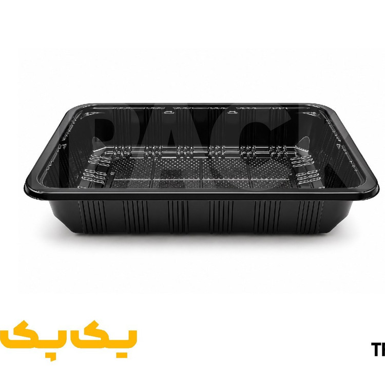 ظرف ماکروویوی مشکی یکبارمصرف ترموفرمینگ تک پرسی بادرب مدل 12 ( 302 )