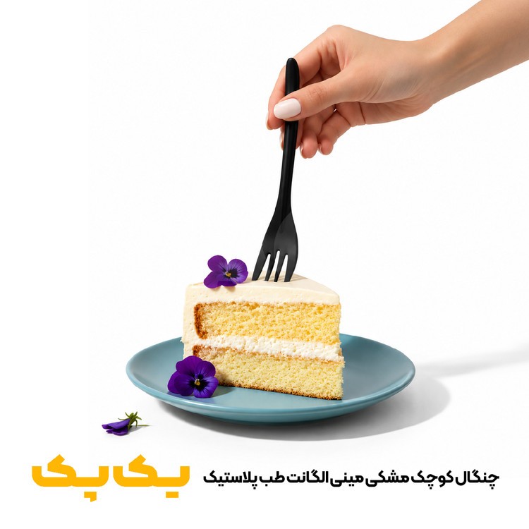 چنگال کوچک مشکی مینی الگانت طب پلاستیک
